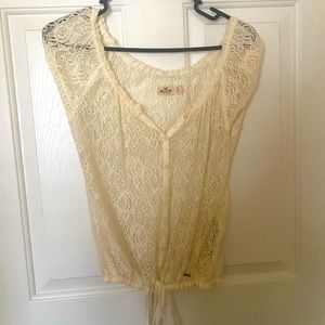 Off-White Lace Hollister Top Size Small